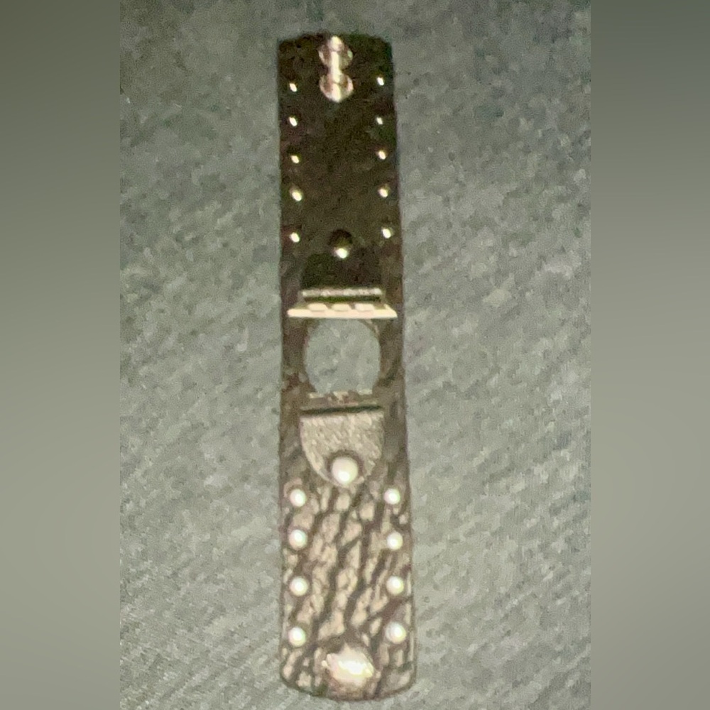 Black bison stud muffin cuff leather Apple Watch band